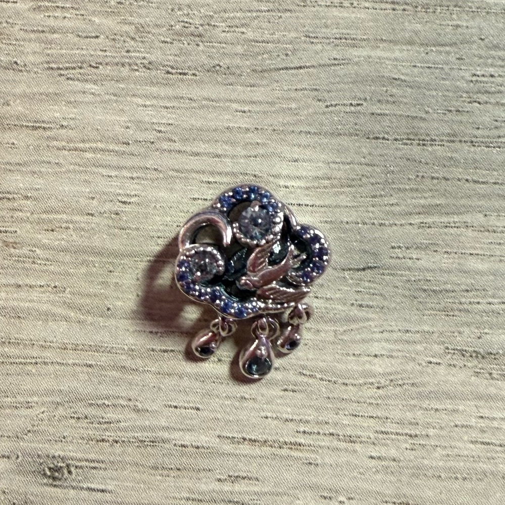 Pandora Sterling Silver Cloud with Swallow and Rain Drops Charm